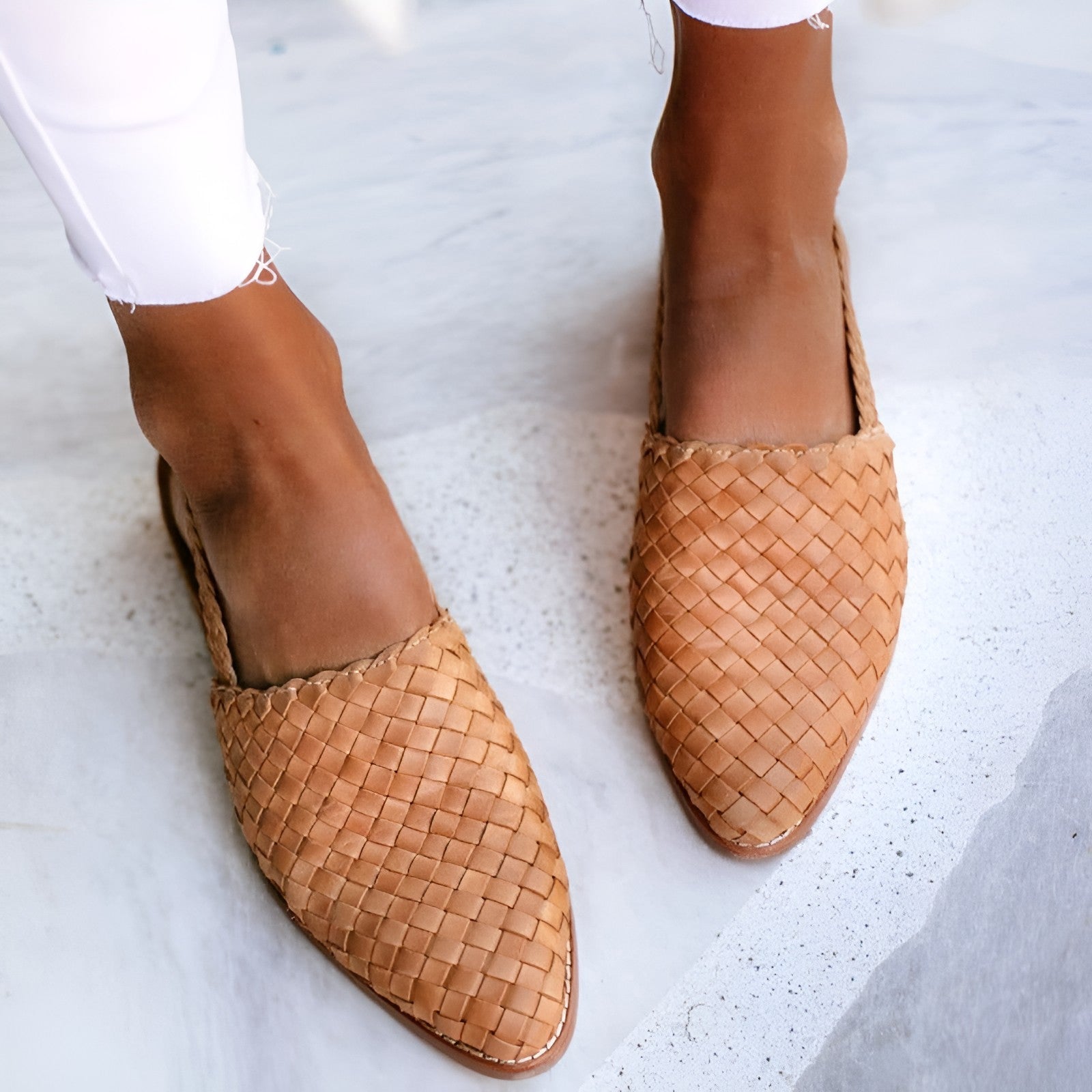 Whisper – Elegant woven leather sandals for women