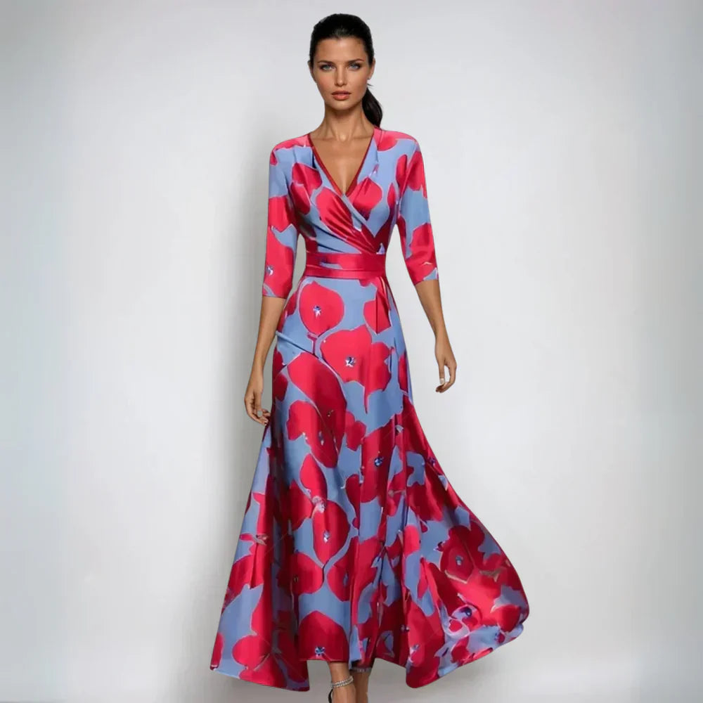 Lindsey – Elegant wrap dress with floral print