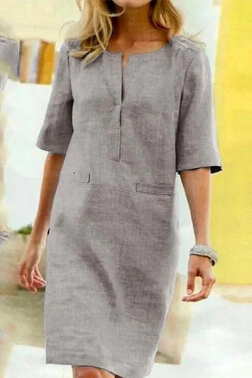 Alessandra - Cotton and Linen Dress with Light Comfort