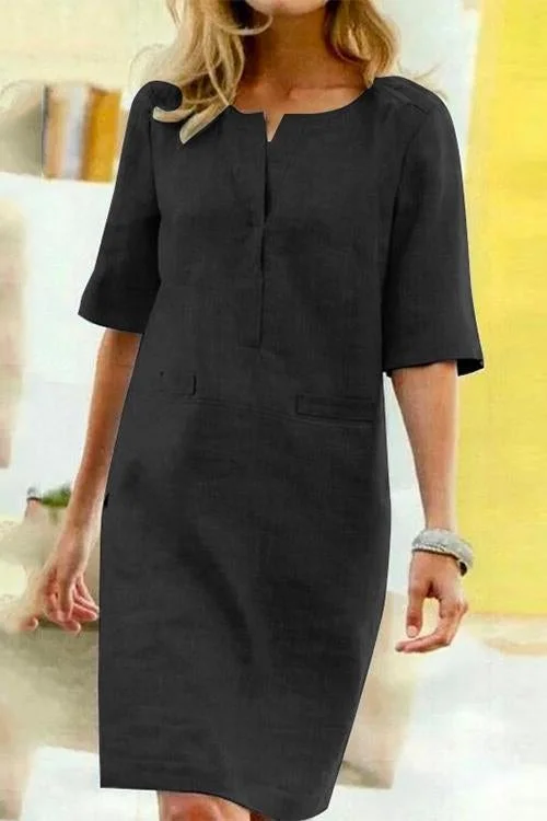 Alessandra - Cotton and Linen Dress with Light Comfort