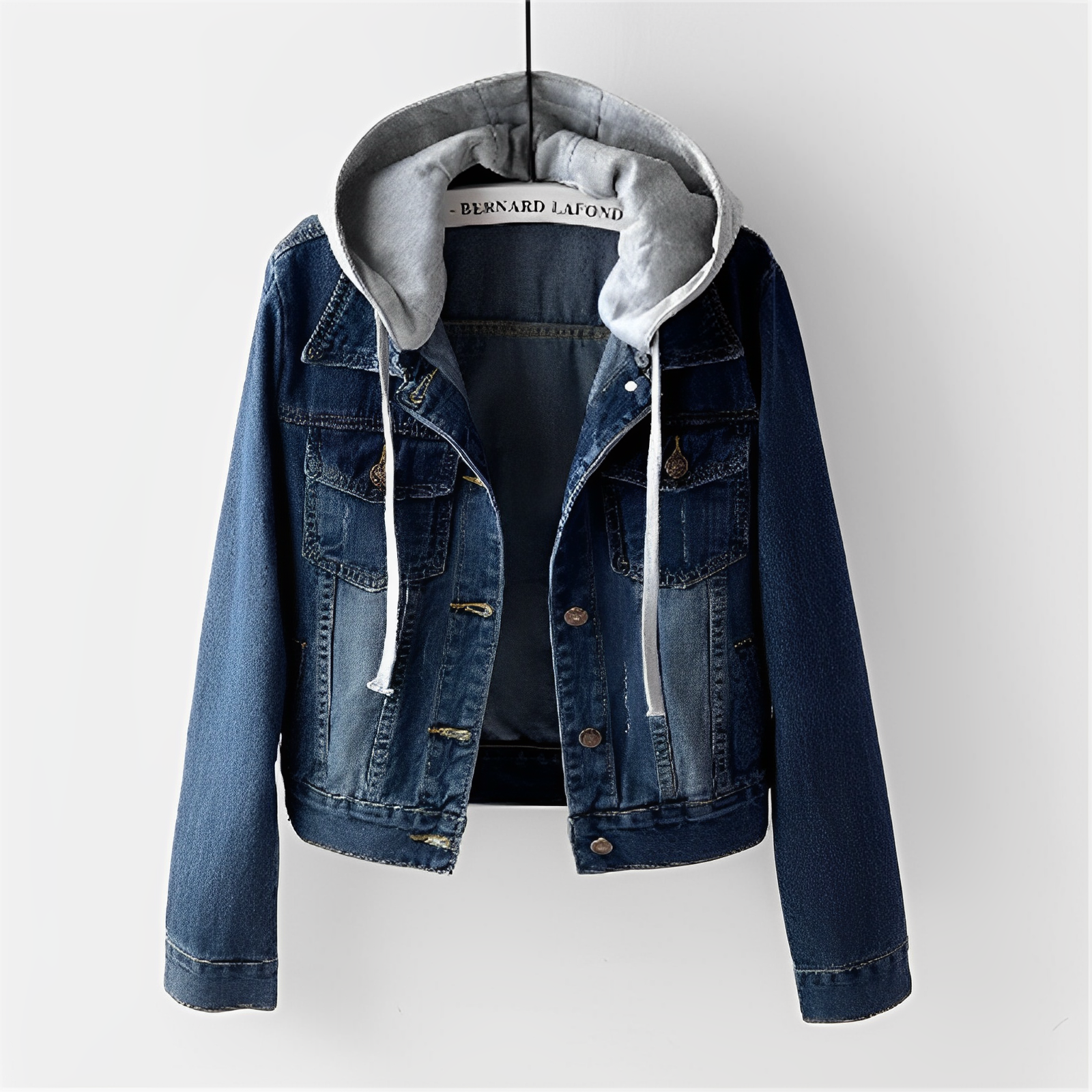 Adah - Long Denim Jacket with Removable Hood