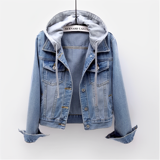 Adah - Long Denim Jacket with Removable Hood
