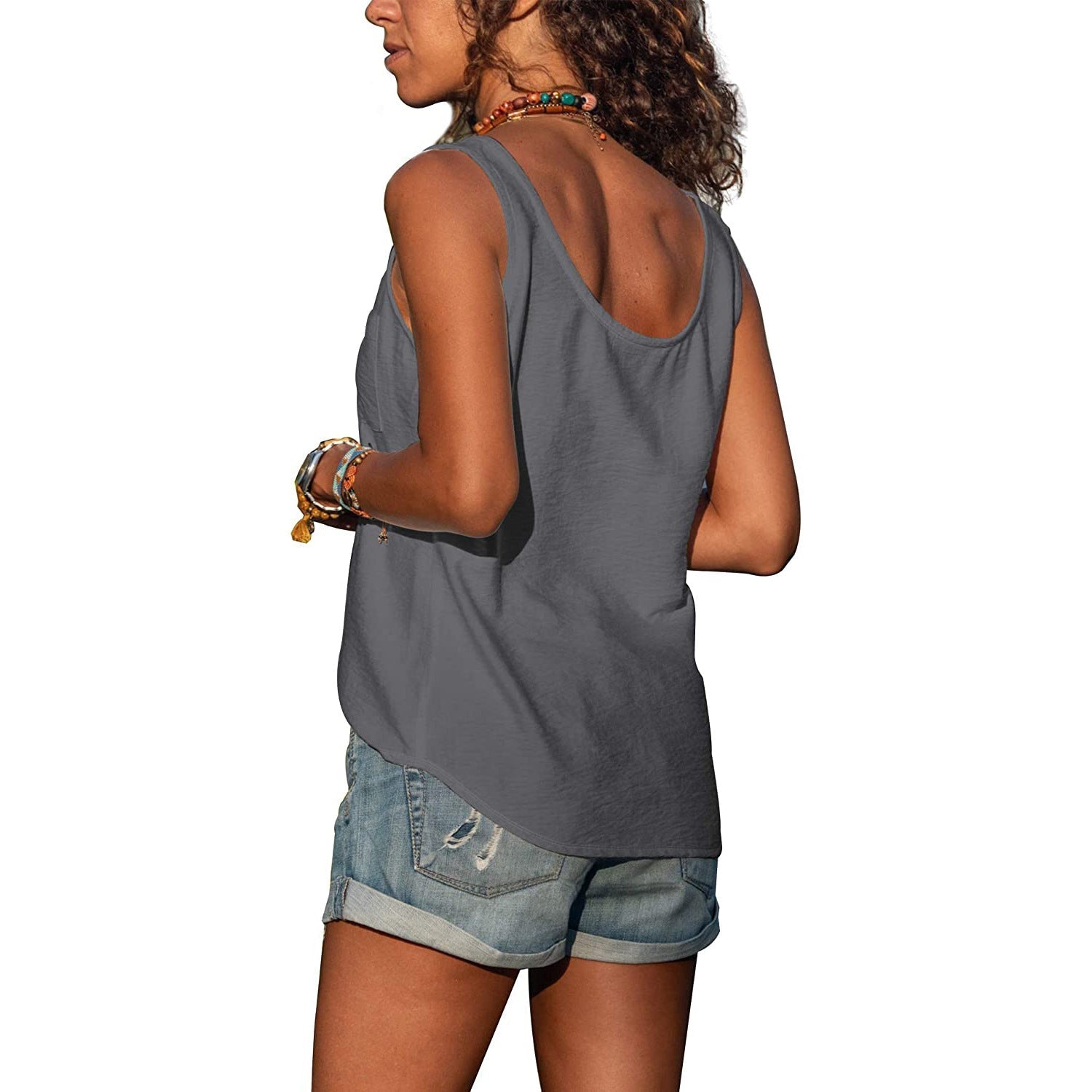 Hannah - Tank top with button placket and pocket