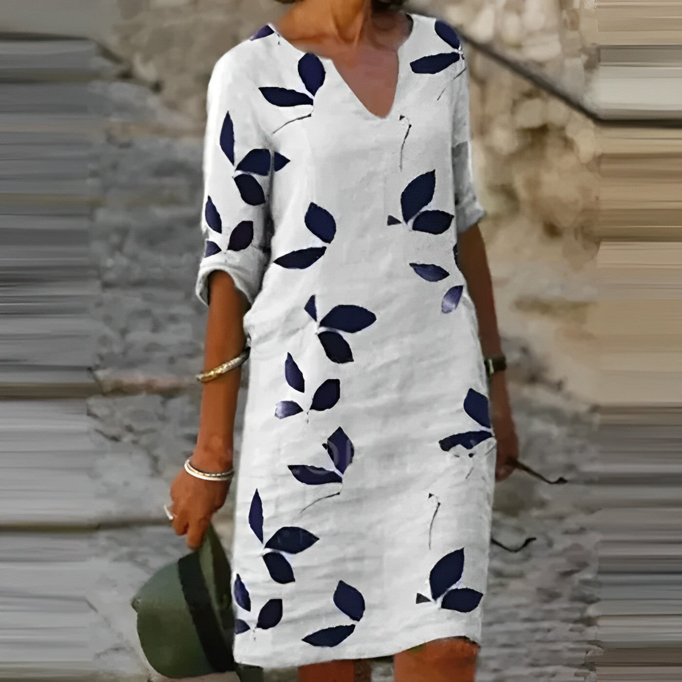 Amanda - Summer Casual Dress with Solid Print