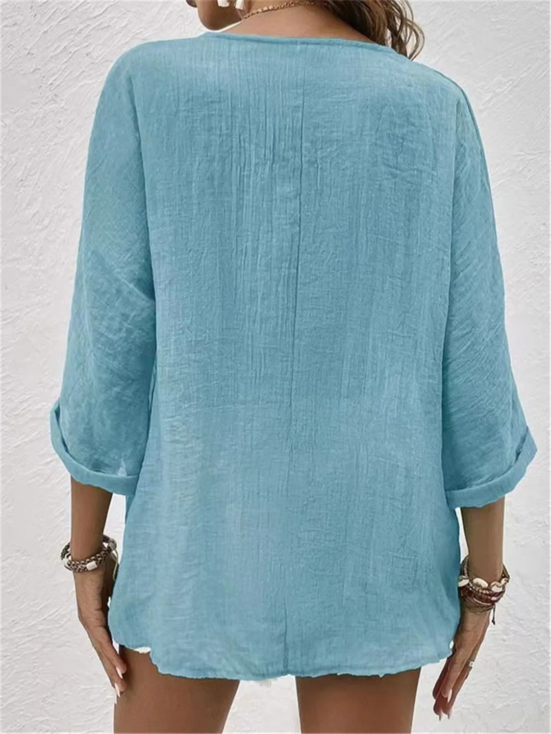 Fayo – Casual top blouse with V-neck and buttons