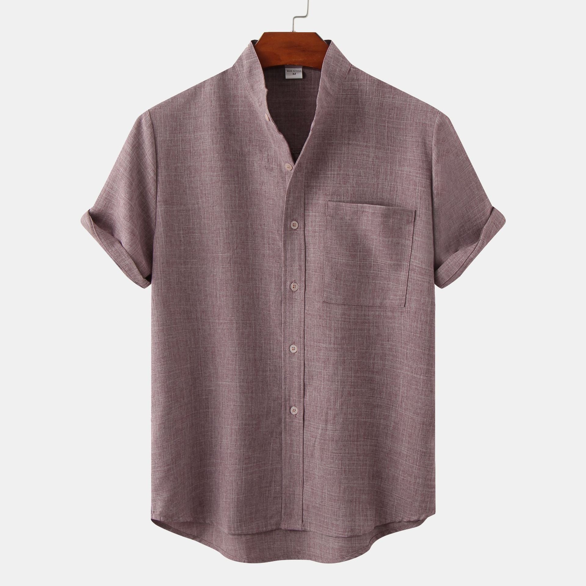Bastien - Short Sleeve Men's Linen Shirt with Lapel Collar