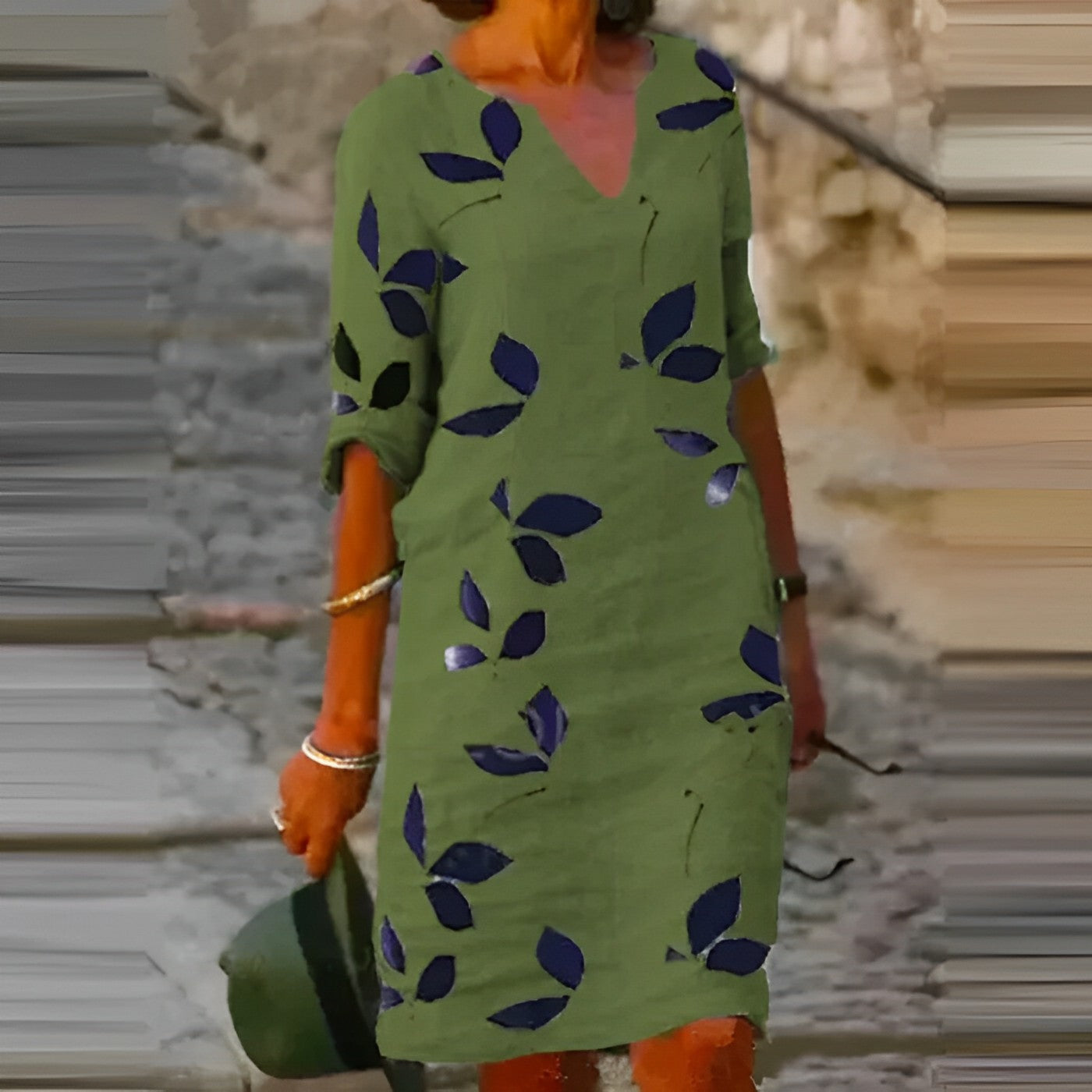 Amanda - Summer Casual Dress with Solid Print